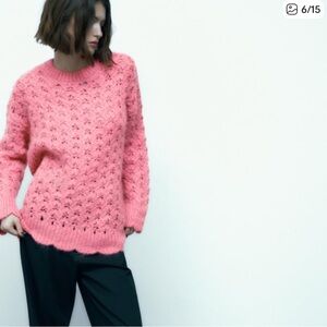 Zara Pink Textured Women's Sweater